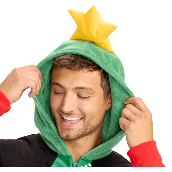 Tipsy Elves Black and Green Christmas Tree Onesie - L - Picture 3 of 5